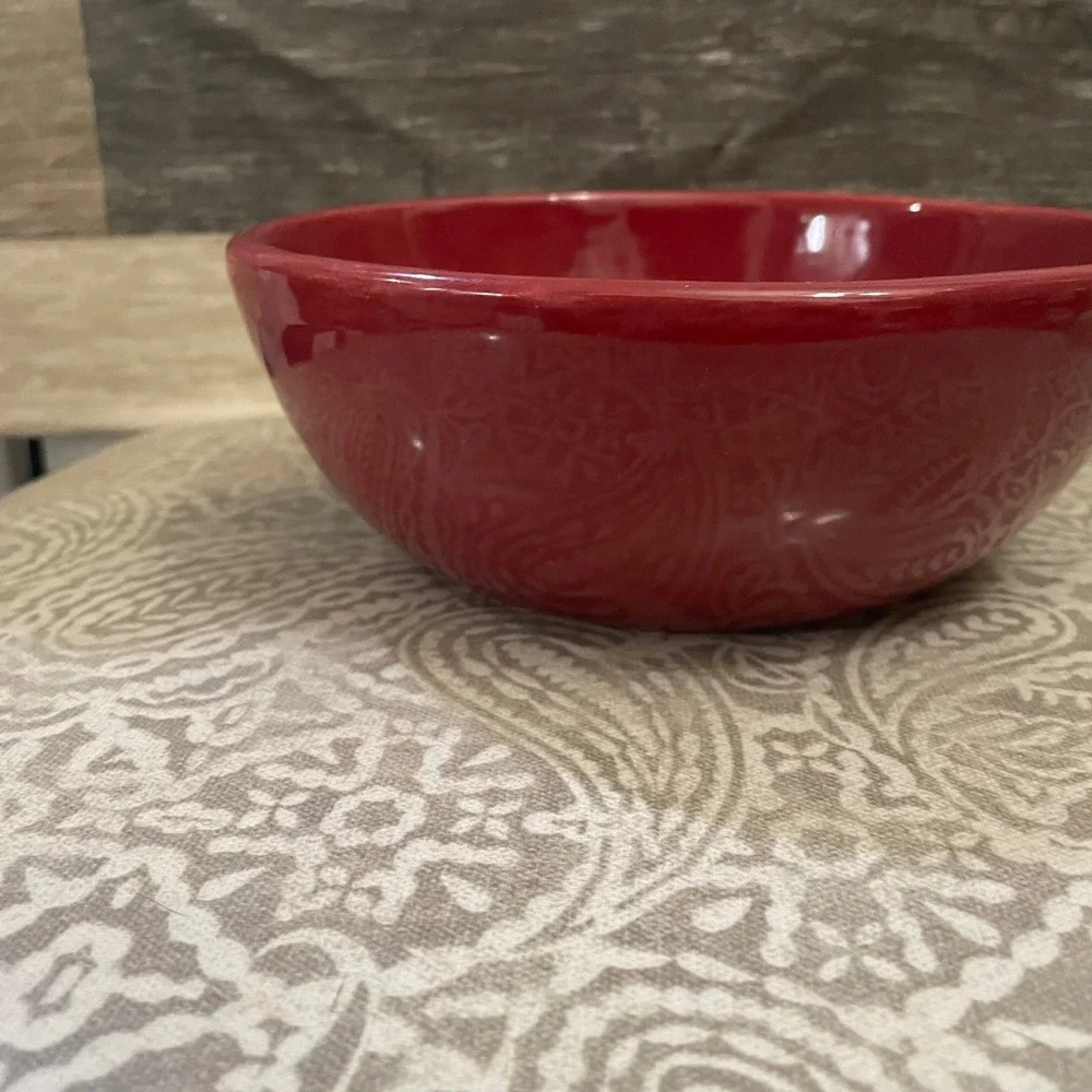Pottery Barn Sausalito Red Serving Bowl Stoneware 7.5 Inch